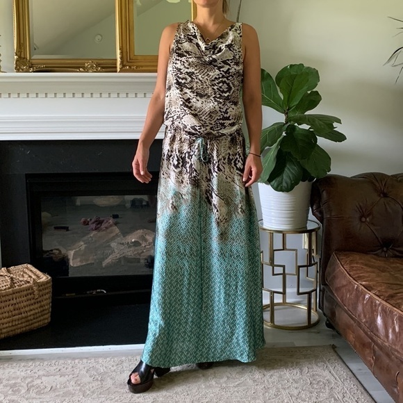 Milano maxi‎ snake skin print team brow size 12 drawstring waist satin wedding - Picture 2 of 13